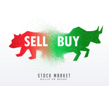 buy and sell concept design showing bull and bear